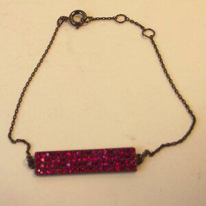 Hot Pink Pave Crystal ID Style Dark Metal Bracelet